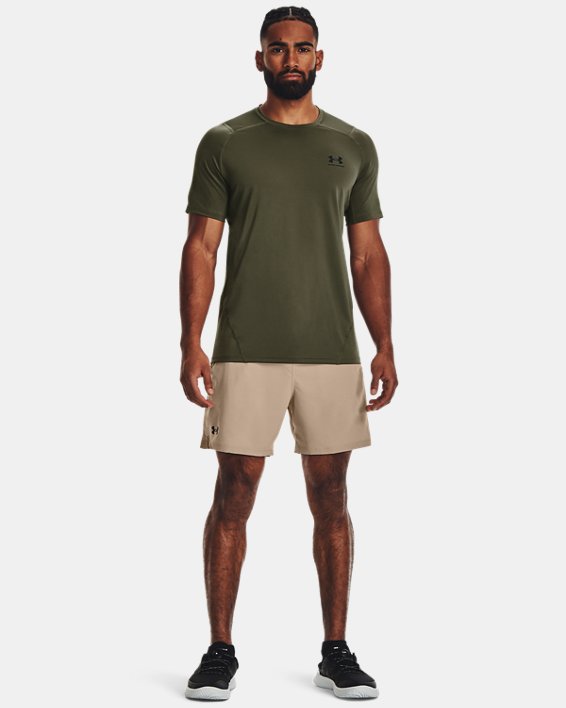 Men's HeatGear® Fitted Short Sleeve, Green, pdpMainDesktop image number 2